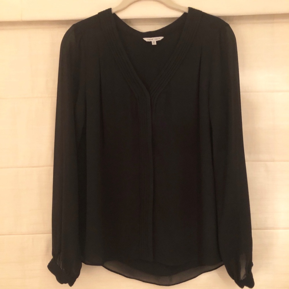 Naked Zebra VNeck Snap Front Top Blouse Black - Picture 7 of 8